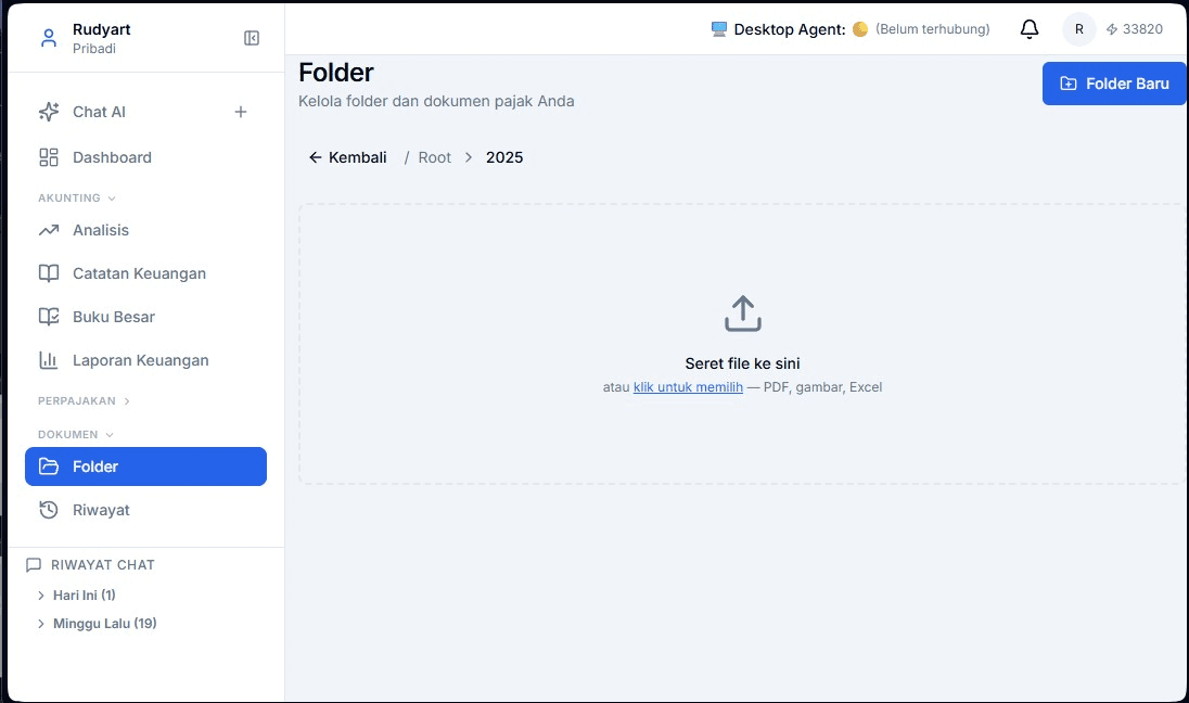 Area unggah dokumen di dalam folder OtomaTax